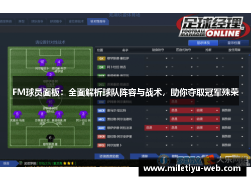 FM球员面板：全面解析球队阵容与战术，助你夺取冠军殊荣